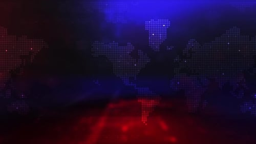 Futuristic Global Digital World Map Broadcast News Background