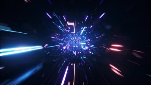 4K looped background. 3D neon tunnel