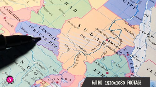 Political Map of Africa and Middle East with Pen