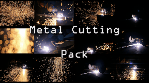 Metal Cutting with Bright Light and Fiery Sparks