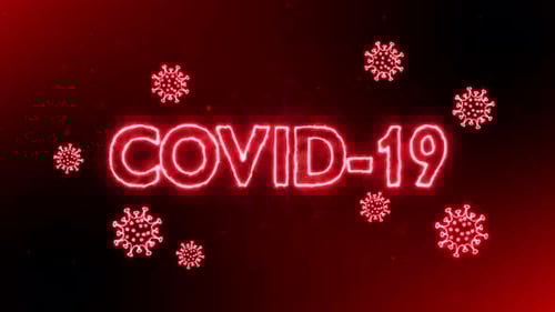 Animated Neon COVID-19 Text and Virus Background