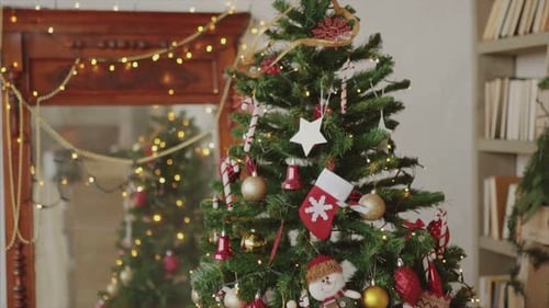 Close Up Shot of Decorated Christmas Tree