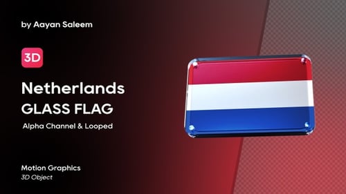 Glossy Netherlands Flag 3D Animation with Reflection