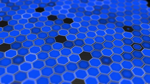 Flashing Blue Hexagons Grid Technology Loop Background
