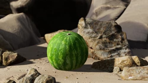 Fresh Watermelon on a Beautiful Sand Beach