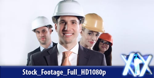 Smiling Construction Team Wearing Hardhats