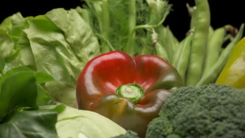 Red pepper vegetables rotating, typical Mediterranean diet