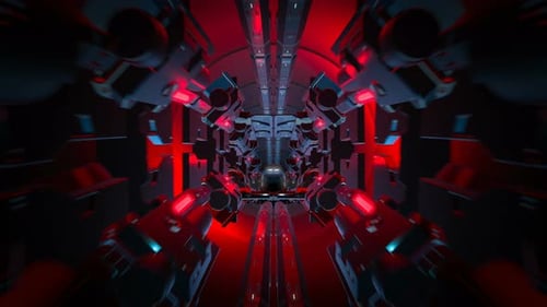Looping 3d render of futuristic tunnel with light.