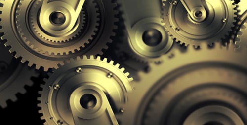 Rotating Golden Gears Animation Mechanical Precision