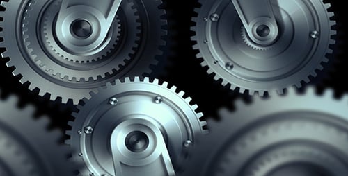 Gleaming Metallic Gears Rotating Abstract Animation