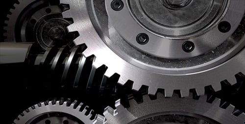 Rotating Mechanical Gears Silver Metallic Machine