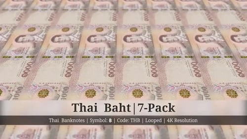Thai Baht | Thailand Currency - 7 Pack | 4K Resolution | Looped