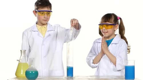 Excited Children Doing Foamy Chemistry Experiment