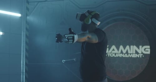 Gamer Playing with VR Action Game