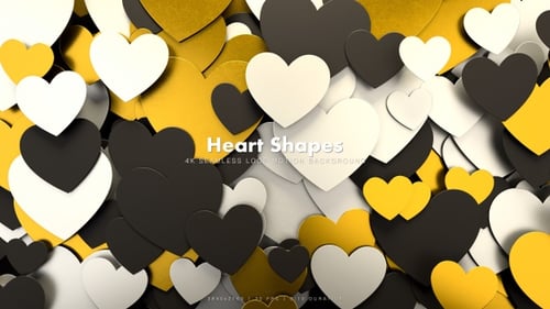 Elegant Gold White Black Hearts Animated Background