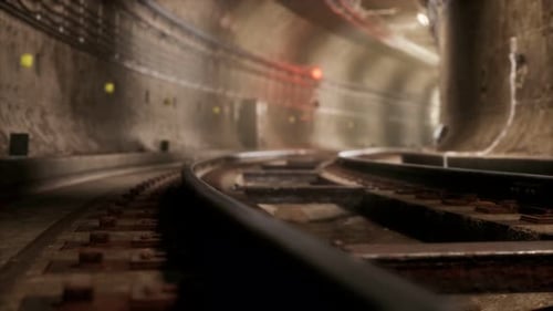Dunkler alter verlassener U-Bahn-Tunnel