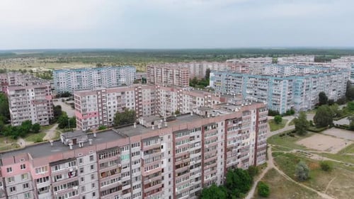 Aerial View of Urban Apartment Blocks