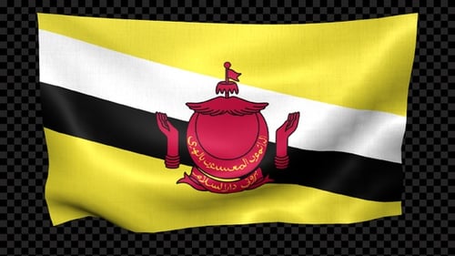 Realistic Brunei Darussalam Flag Waving Loopable Animation
