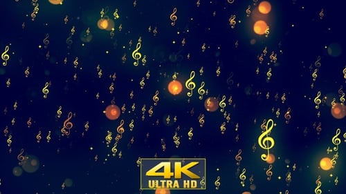 Golden Treble Clefs and Bokeh Lights Music Background Loop