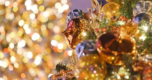 Christmas decoration on tree in city