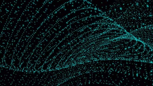 cyan color particle wave background animation. Vd 1071