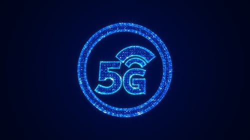 Futuristic 5G Network Logo Digital Particle Animation