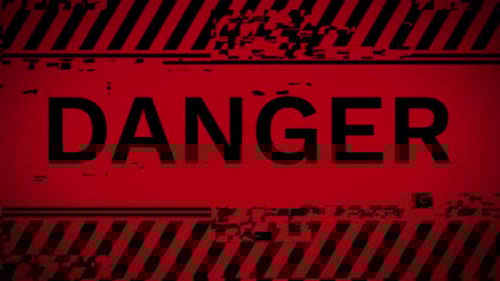 Warnhinweis — roter Warnmeldungstext auf dem Bildschirm