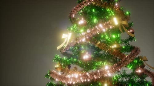 Festive Christmas Tree Decoration with Glowing Lights and Ornaments