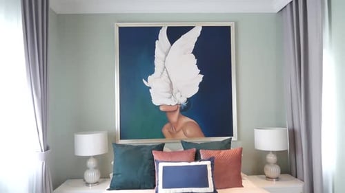 Modern Bedroom Interior Design with Abstract Painting