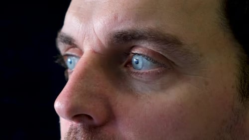 Close Up of Man's Eyes Opening and Closing