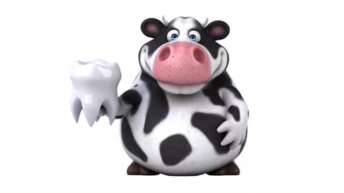 Animated 3D Cartoon Cow Character with Tooth Talking