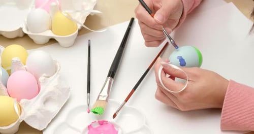 Easter Egg Decoration With Paint and Brushes