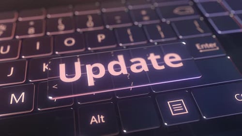 Futuristic Computer Keyboard and Transparent Update Key