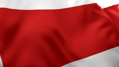 Dynamic Waving Red and White Blank Flag Animation