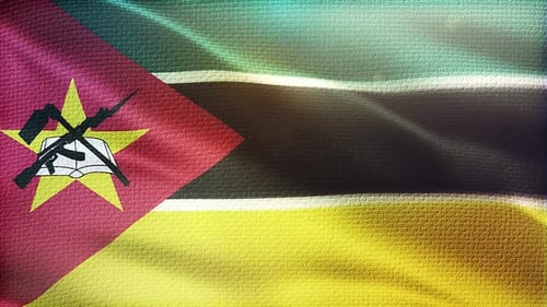 Realistic Mozambique National Flag Waving Loop Background