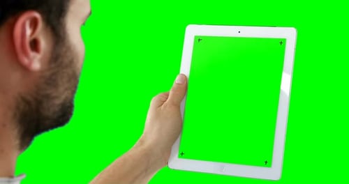 Man using digital tablet