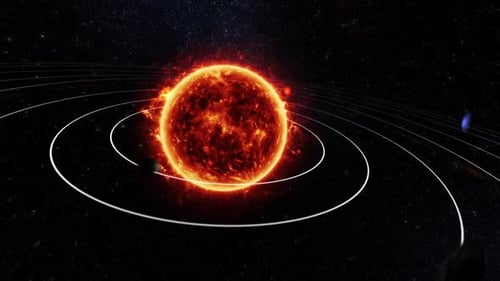 Realistic Solar System Animation with Orbiting Planets and Sun