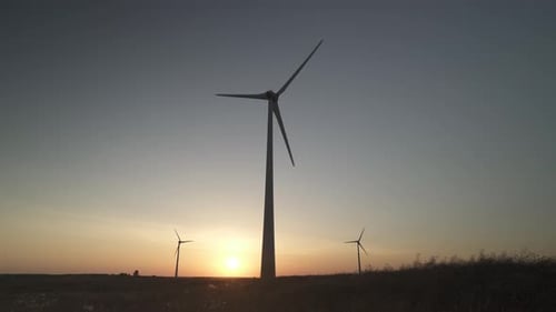 Wind power turbines generating clean renewable energy for sustainable development