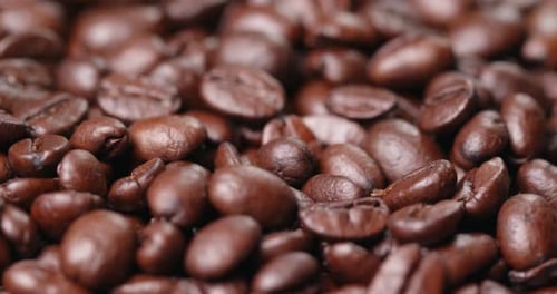 Roasted Coffee Beans Close Up Panning Shot