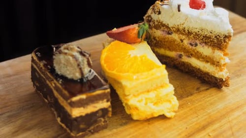 Close Up of Various Cake Slices