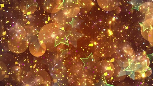 Sparkling Gold Confetti and Stars Festive Loop Background