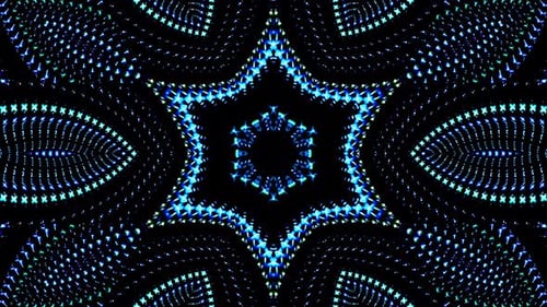 Abstract Glowing Blue Geometric Kaleidoscope Loop