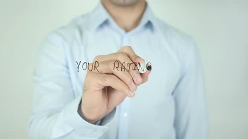 Your Rating, Man Writing on Screen