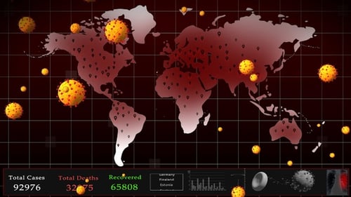 Global Pandemic Data Map with Animated Virus Spread