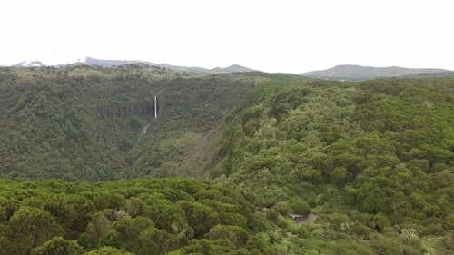 Aerial view of a waterfall and forests