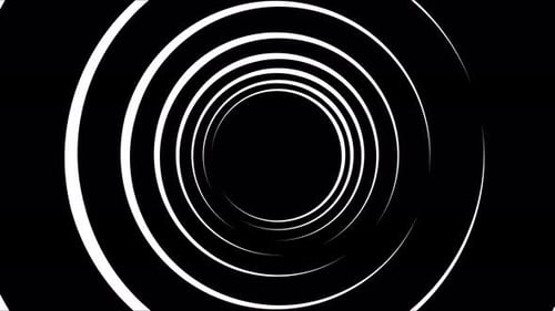 Flying through monochrome tunnel of rings, seamless loop