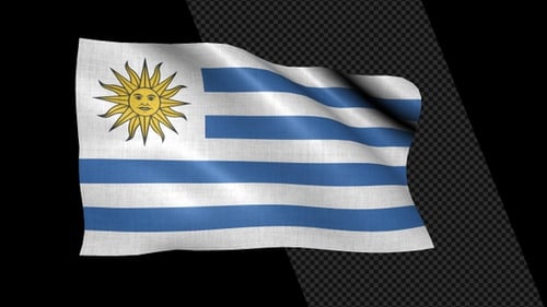 Uruguay Flag Waving Realistic 3D Animation