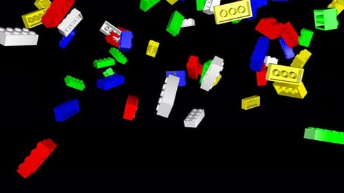 Colorful Animated Toy Bricks Falling Alpha Channel