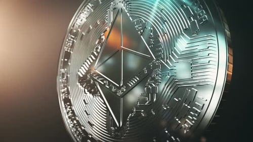 Rotating Silver Ethereum Coin Cryptocurrency Animation