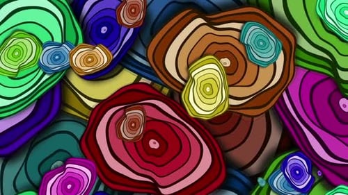 Vibrant Abstract Decorative Shapes Seamlessly Looping Kaleidoscope Background